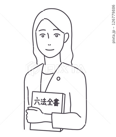 六法全書を持つ弁護士の女性　線のみ 126779886
