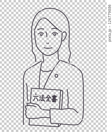 六法全書を持つ弁護士の女性　線のみ 126779886