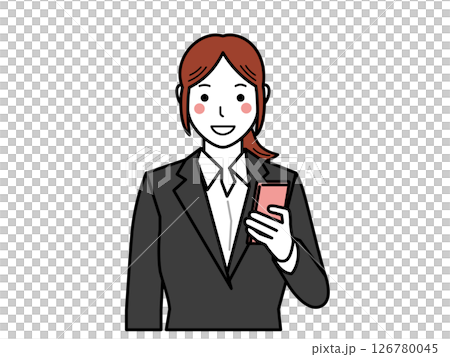 A woman in a suit talking on her smartphone. Part 2 A woman in a suit talking on her smartphone. Part 2 126780045