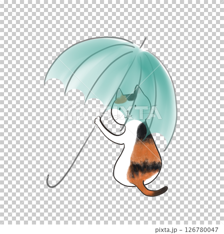 The cat who brought me an umbrella - Blue bamboo umbrella 2 126780047