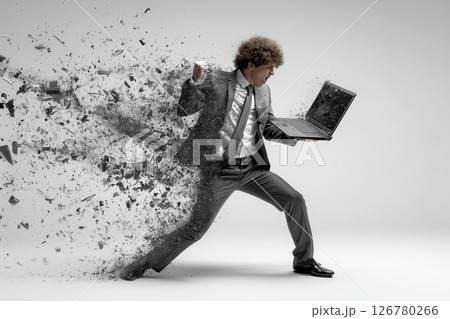 デジタル依存の破壊を象徴 デジタル依存の破壊を象徴 126780266