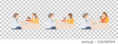 Developmental counseling/public health nurse interview support scene difference (3 boys) | Attentive listening, picture card presentation, unstable response illustration set 126780564