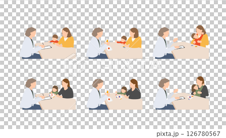 児童発達支援センターの面談イラスト(男女6点) 児童発達支援センターの面談イラスト(男女6点) 126780567