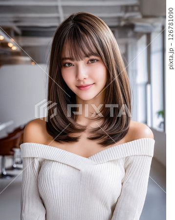 【 ヘアスタイル 見本 】 女性 カットモデル ヘアカタログ スナップショット ビューティーイメージ 126781090
