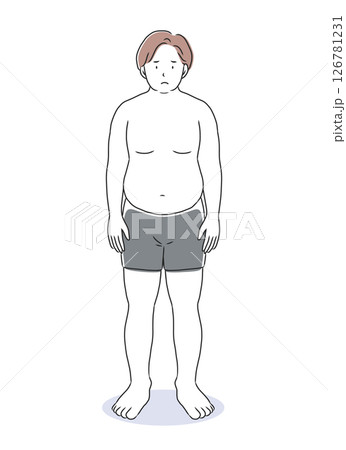 太った体の男性の全身イラスト素材 126781231