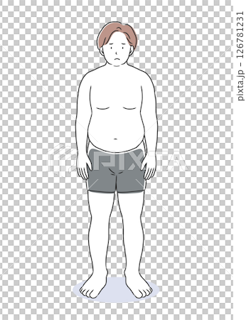 太った体の男性の全身イラスト素材 126781231