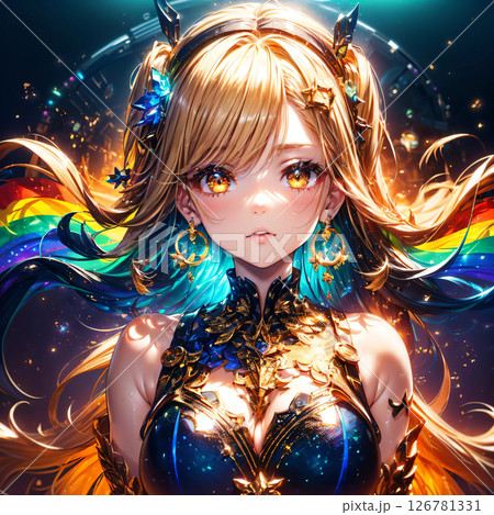 幻想的な雰囲気の美少女イラスト　アイコンなど、1:1サイズ 126781331