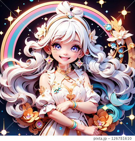 ペーパークラフト風の立体感がある華やかな女性像　アイコンなど、1:1サイズ 126781610