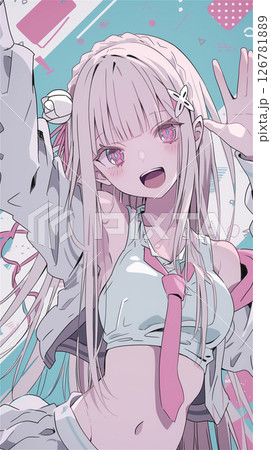 片手で手を振る女の子 126781889
