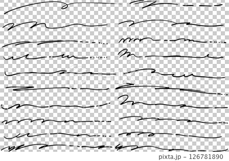 シンプルな手描きの文字の下の線　アンダーラインセット　ベクター 126781890