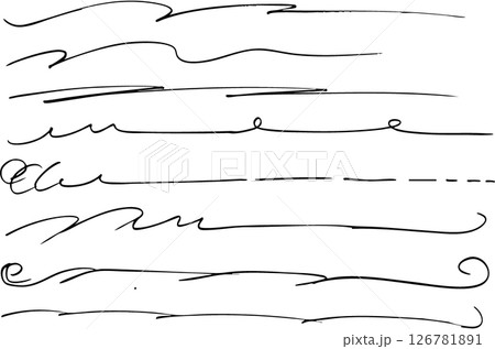 シンプルな手描きの文字の下の線　アンダーラインセット　ベクター 126781891