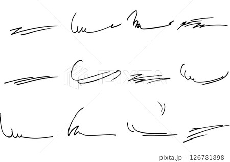 シンプルな手描きの文字の下の線 アンダーラインセット ベクター シンプルな手描きの文字の下の線 アンダーラインセット ベクター 126781898