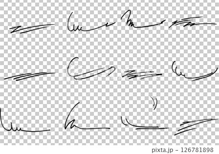 シンプルな手描きの文字の下の線 アンダーラインセット ベクター シンプルな手描きの文字の下の線 アンダーラインセット ベクター 126781898