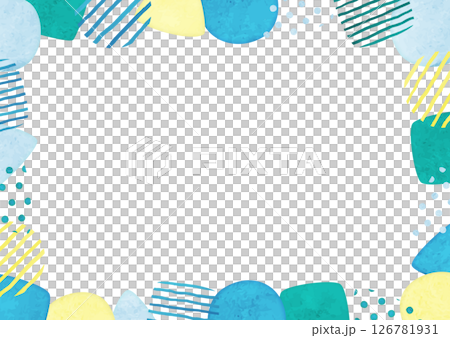 Watercolor geometric illustration frame (blue, light blue, green, yellow) Watercolor geometric illustration frame (blue, light blue, green, yellow) 126781931