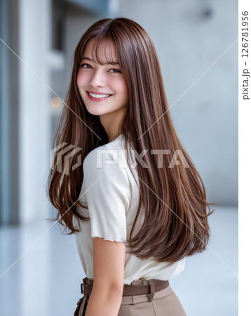 【 ヘアスタイル 見本 】 女性 カットモデル ヘアカタログ スナップショット ビューティーイメージ 126781956