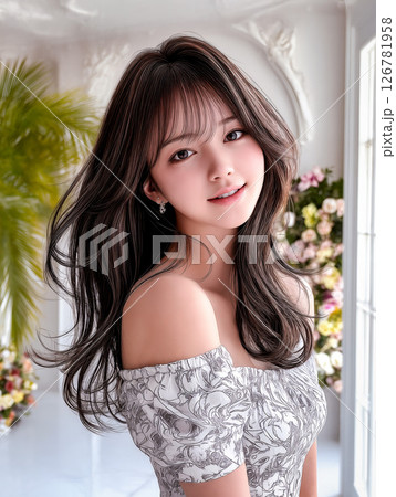 【 ヘアスタイル 見本 】 女性 カットモデル ヘアカタログ スナップショット ビューティーイメージ 126781958