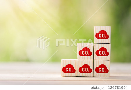 CO2 emission concept. Green industries business concept. Net zero emissions. Renewable energy, sustainable technology, ecology solutions. 126781994