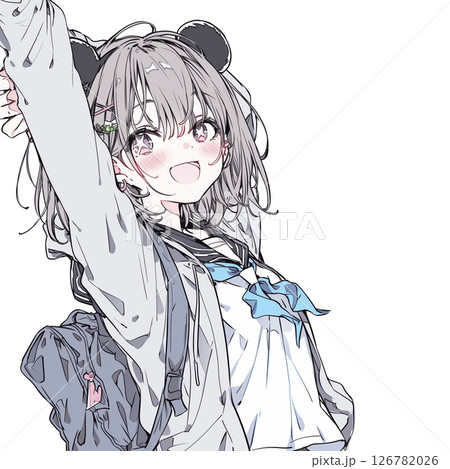 セーラー服を着た女性が手を振っている 126782026