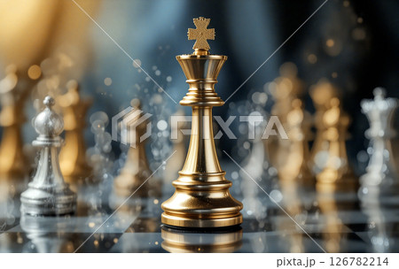 Golden king chess piece winning business competition strategy 126782214