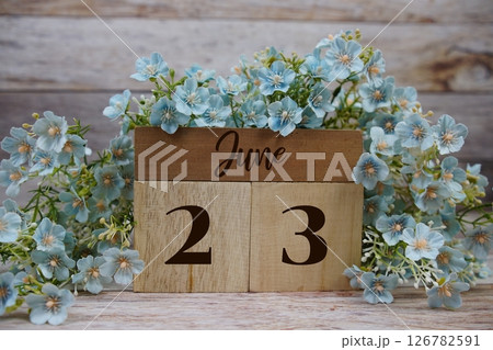 Wooden Calendar Showing the Date of June 23th. Day 23 of 126782591