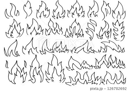 シンプルな炎の線画イラスト素材 ベクター シンプルな炎の線画イラスト素材 ベクター 126782692