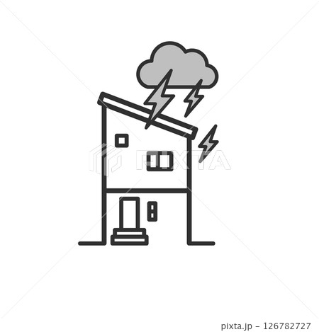 落雷の被害 家のイラスト 126782727