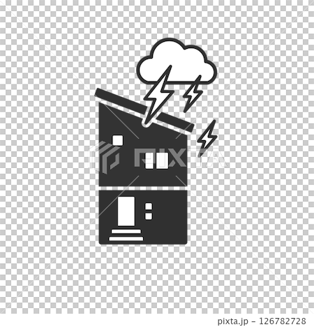 落雷の被害 家のシルエットイラスト 落雷の被害 家のシルエットイラスト 126782728