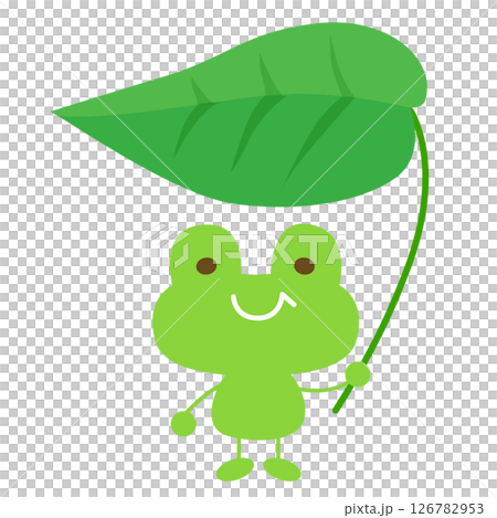 一隻拿著樹葉傘的小青蛙 一隻拿著樹葉傘的小青蛙 126782953