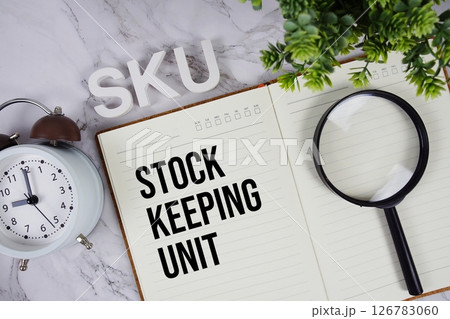 SKU - Stock Keeping Unit acronym on notepad, Business concept background 126783060