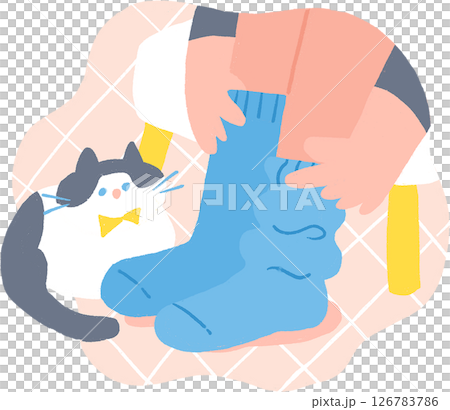 靴下を履いている人と猫 靴下を履いている人と猫 126783786