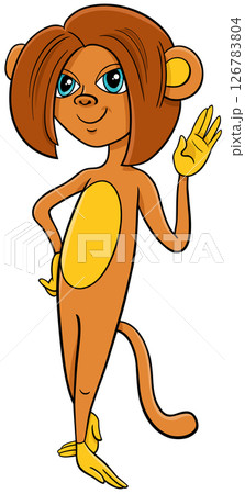 cute cartoon female monkey animal character 126783804