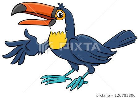cartoon toucan bird animal character waving its wing 126783806