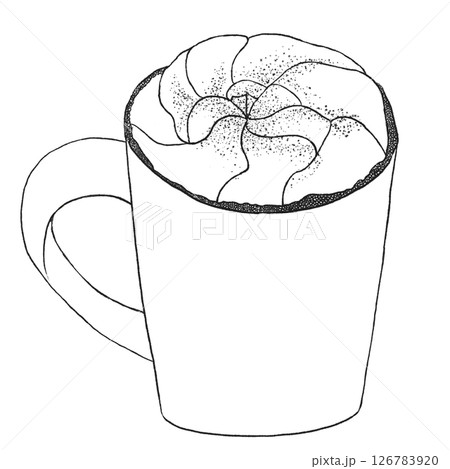 線画のシンプルなカフェラテ 126783920
