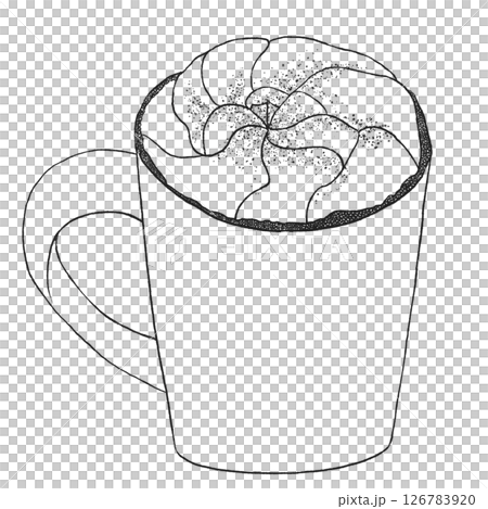 線画のシンプルなカフェラテ 126783920