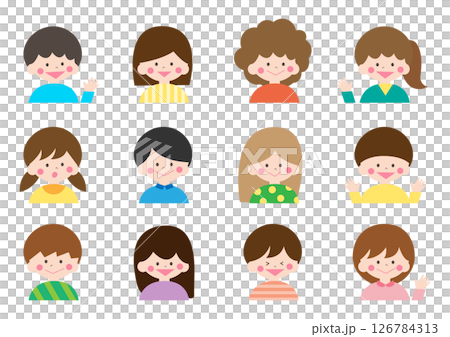 Various children's facial expressions set/upper body Various children's facial expressions set/upper body 126784313