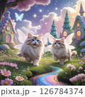 ファンタジーな風景と猫の妖精 126784374