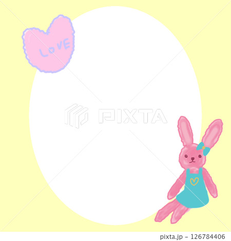 うさぎとハートのフレーム うさぎとハートのフレーム 126784406