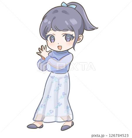 12-期待でワクワクしている日本人女性のSDイラスト 126784523