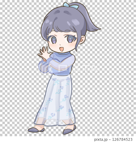 12-期待でワクワクしている日本人女性のSDイラスト 126784523