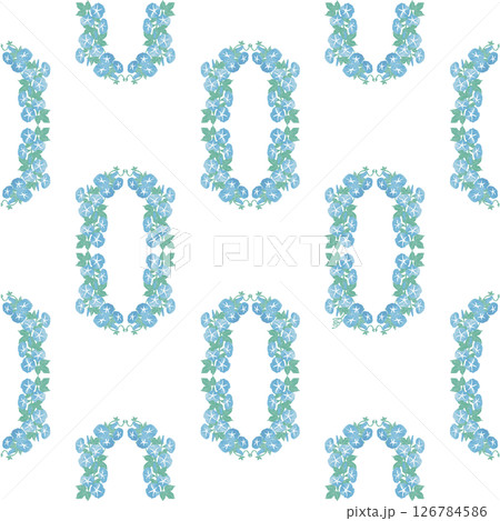 青い朝顔の王冠文様シームレス 126784586