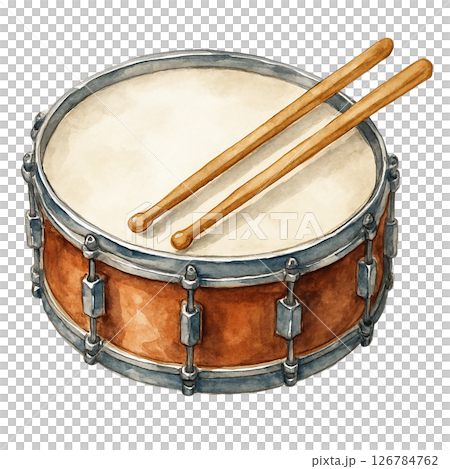 スネアドラムの水彩イラスト・演奏や音楽教育に使える打楽器素材 126784762