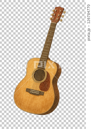 アコースティックギターの水彩イラスト・弾き語りや音楽デザインに使える手描き素材 126784770