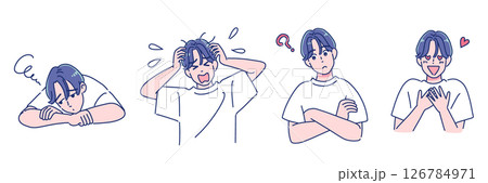 アニメタッチの男子　表情セット 126784971