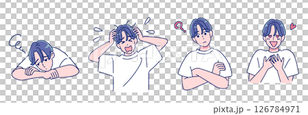 アニメタッチの男子　表情セット 126784971