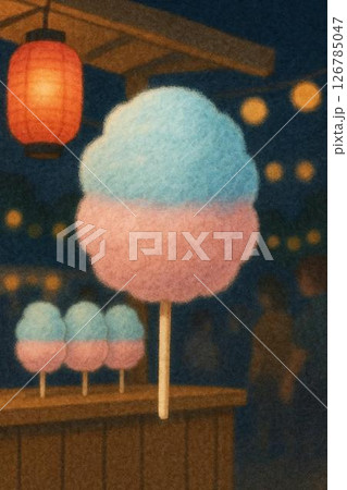 夏祭りの背景の綿菓子 126785047