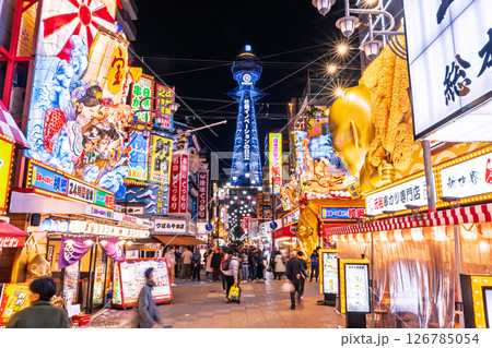 《大阪府》通天閣をのぞむ新世界の夜景 《大阪府》通天閣をのぞむ新世界の夜景 126785054