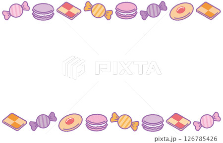 ゆめかわ配色のお菓子ラインフレーム 126785426