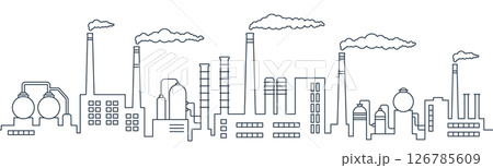 Industrial contour factory landscape. Pipes with smoke. Oil refinery. 126785609