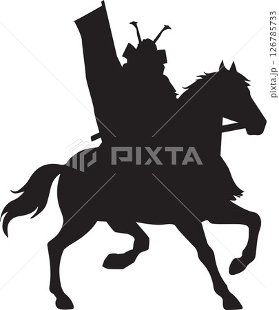 走る馬と武士のシルエット 126785733