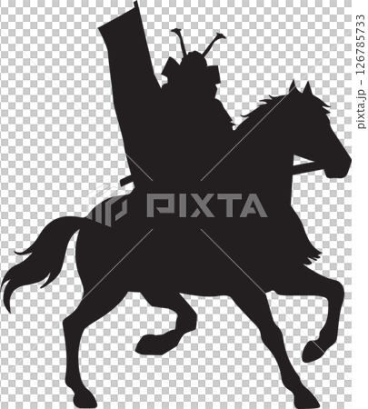 走る馬と武士のシルエット 126785733